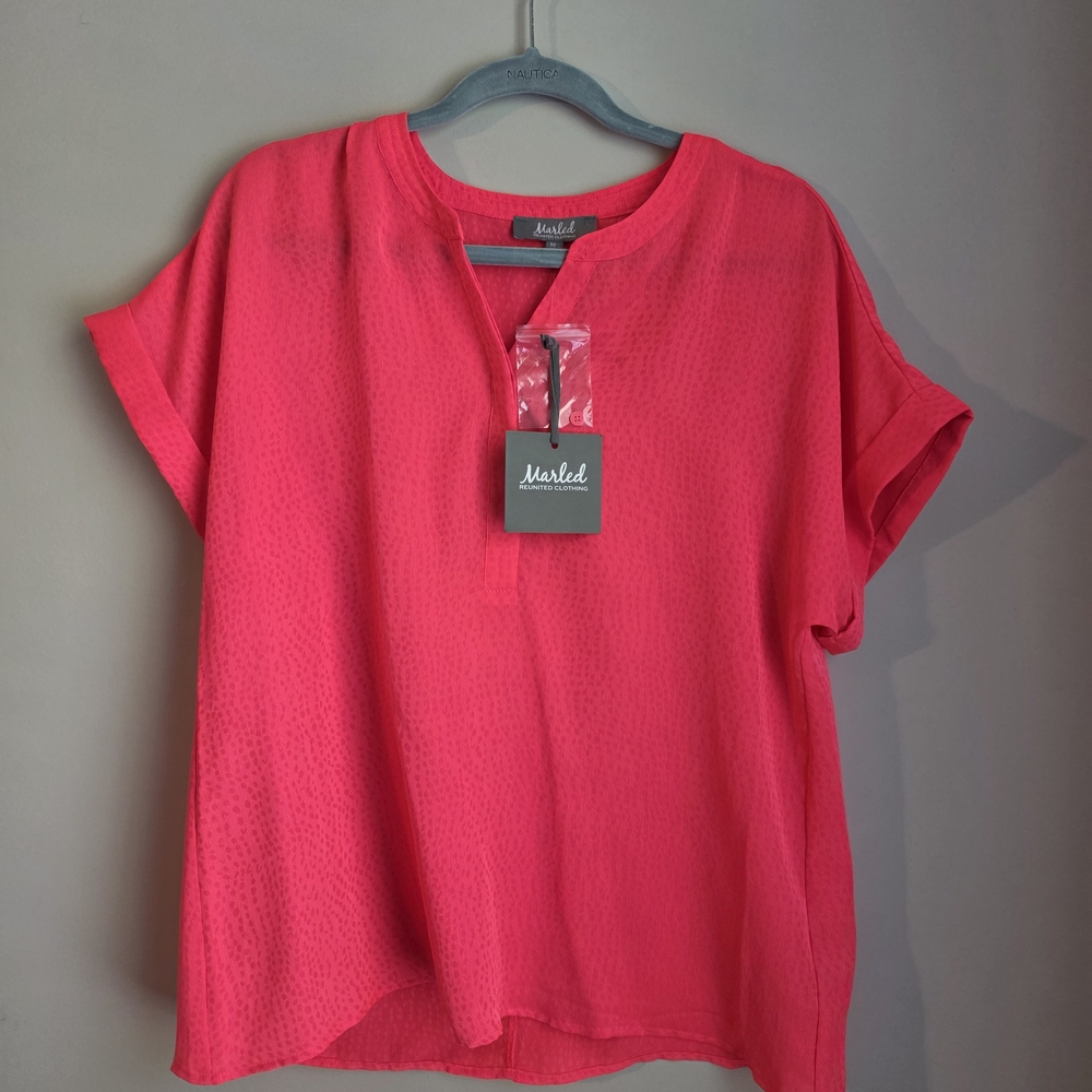 Marled Vibrant Pink Blouse
